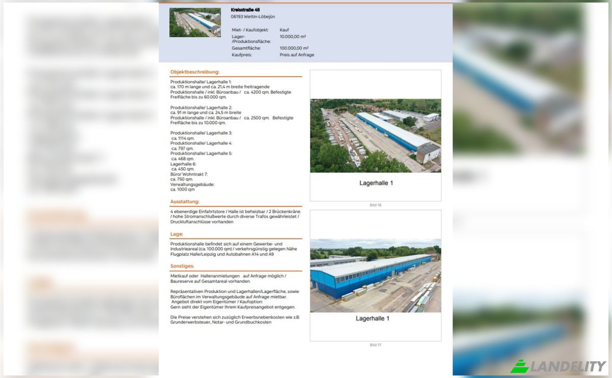 Investing/Development for Sale Kreisstrasse 48, 06193 Wettin-Lobejun, Wettin-Lobejun, Plotz, Saxony-Anhalt, Germany. Photo 1