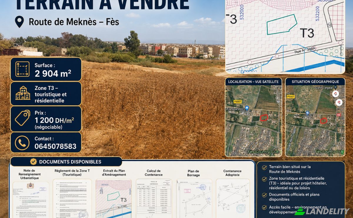 Land Lot for Sale Rte Principale Fes Meknes, Fes, Wilaya de Fes, Fez-Meknes, Morocco. Photo 1
