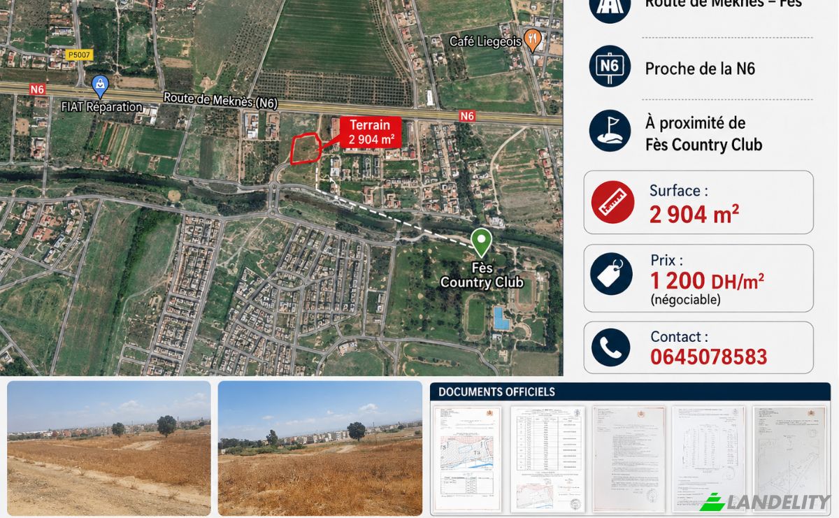 Land Lot for Sale Rte Principale Fes Meknes, Fes, Wilaya de Fes, Fez-Meknes, Morocco. Photo 2
