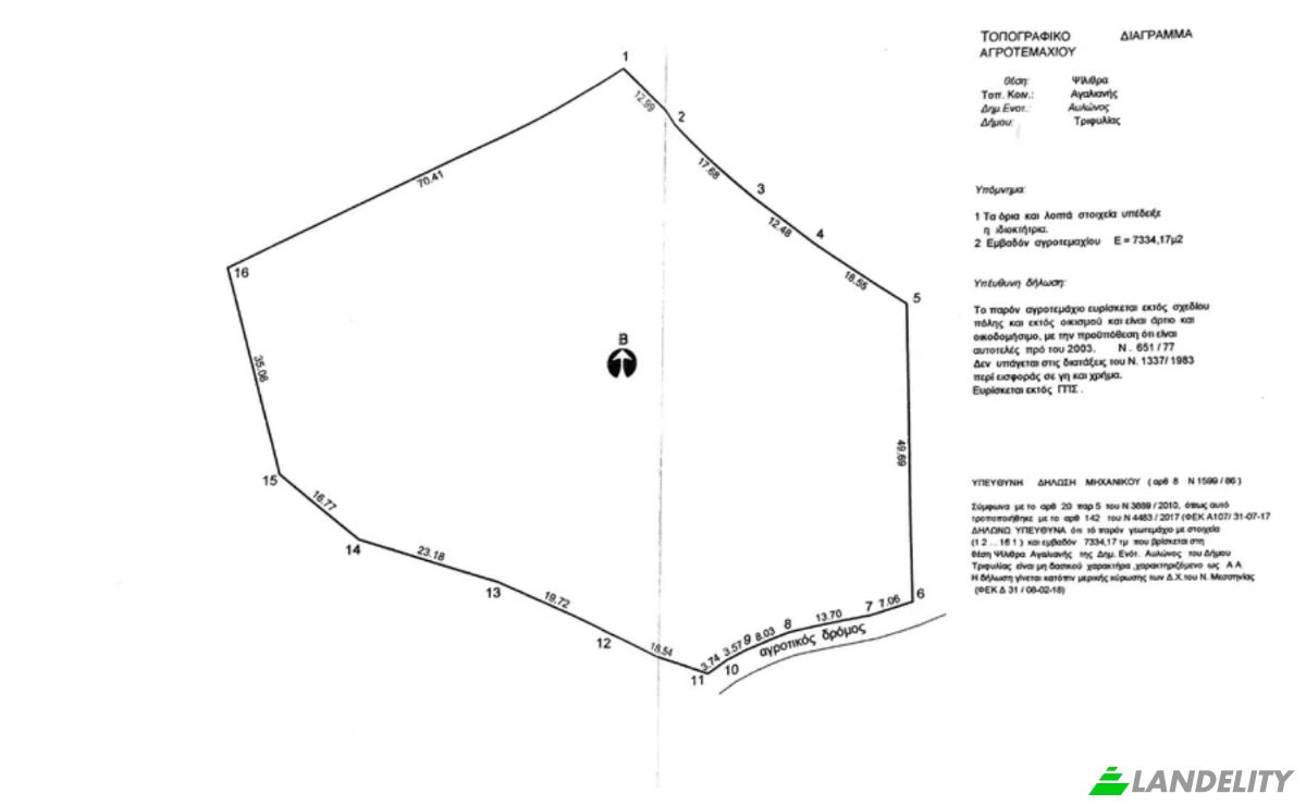 Land Lot for Sale Trifillia 240 03, Avlonas, Peloponnese Region, Decentralized Administration of Peloponnese, Western Greece and the Ionian, Greece. Photo 2